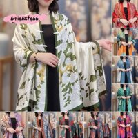 Brightf66 Satin Khóa Khăn Choàng, Khăn Trùm Đầu Khăn Lụa Mỏng, Thời Trang Chống Nắng Phong Cách Dân Tộc Áo Sơ Mi Điều Hòa Cho Nữ Cô Gái