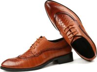 British bullock carved shoes mens formal shoes Patent leather business dress shoes - Brown - 43