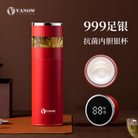 British Vanow Smart Sterling Silver Thermos Cup 999 Men and Women Genuine Water High-end Custom Liner Bubble Tea