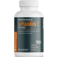Bronson Vitamin C 500mg (100 Viên) - Thực Phẩm Bổ Sung Tăng Sức Đề Kháng, Hệ Miễn Dịch Viên Uống