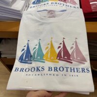 Brooks Brothers Áo thun Cotton ngắn tay màu trắng mùa hè mới dành cho nam