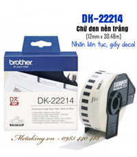 Brother DK-22214, 12mm X 30.48m, Nhãn Liên Tục, Giấy Decal