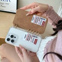 Brown Lable Lịch Thiết Kế PU Flip TPU Dành Cho Apple IPhone 16 15 14 13 12 Pro Max Ốp Chống Sốc