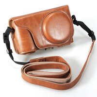 Brown Pu Leather Camera Case Cover Bag + Strap for Samsung Galaxy EK-GC100 GC100