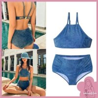 Brroa Nữ Hai Mảnh Bikini Cắt Túi Mềm Bikini Bộ Đồ Tắm Đi Biển Spaghetti Dây Lưng Đồ Bơi Bộ