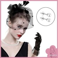 Brroa Vintage Ren Nơ Kẹp Tóc Lông Vũ Fascininator Mũ Cho Các Bữa Tiệc 1920
