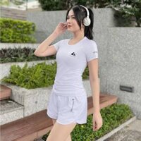 BST 2024 - Bộ quần áo tâp gym yoga erobic nữ, áo croptop cộc tay kết hợp quần đùi 2 lớp ( Bộ Áo CT- 2 lớp) chất vải mềm