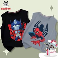 BST áo ba lỗ bé trai BOBDOG 2025, áo 3 lỗ chất cotton in hình người nhện siêu nhân cute cho bé
