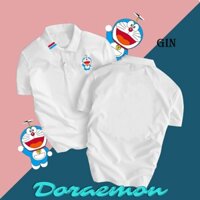 BST áo thun POLO dễ thương in mặt trước  mèo DORAEMON - Unisex nam nữ tay lửng