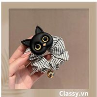 BST Kẹp Classy tóc càng cua và dây cột tóc đen trắng họa tiết chú gấu mèo siêu dễ thương hot trend PK719 - NO2