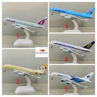 BST Mô Hình Máy Bay Airbus A380-800 Kim Loại Cao Cấp (20cm) Có Bánh Xe + Kèm Chân Đế