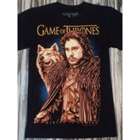 Bt149 Game of Thrones Kit Harington John Snow Wolf Phiên bản giới hạn Bộ sưu tập phim Áo thun Cotton gỗ đen nguyên bản