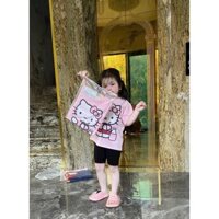 BT323- Bộ thun Hello Kitty mix quần legging đen bé gái