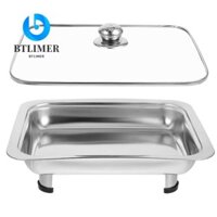 Btlimer Khay Buffet Bếp, Nắp Thủy Tinh Có Thể Nhìn Thấy Dung Tích Lớn Phục Vụ Đĩa Ăn Tối, Thép Không Gỉ Bền Chống Dính Có Thể Tháo Rời Nướng Chảo Cá Chiên Thịt Bò Hải Sản