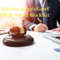 Búa đấu giá gavel của thẩm phán bằng gỗ với khối âm thanh cho luật sư thẩm phán đấu giá thủ công