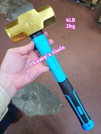Búa đồng thau đầu lục giác 2kg 2000g 4LB cán nhựa dài 405mm kamytools BHCP-04