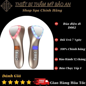 Búa massage mặt nóng lạnh, điện di làm trẻ hóa da ion D002 - 4in1, pin sạc