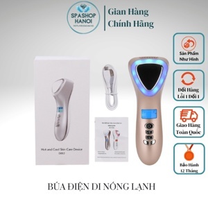 Búa massage mặt nóng lạnh, điện di làm trẻ hóa da ion D002 - 4in1, pin sạc