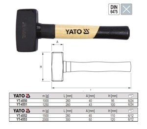 Búa tạ cán gỗ Yato YT-4550