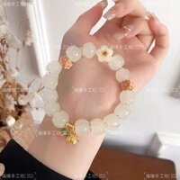 Bubushenglian Trắng Mộc Lan Hoa Thủy Tinh Hoa Sen Vòng Tay Ánh Sáng Sang Trọng Handmade Đền Du Lịch Kỷ Niệm Vòng Tay Trang Sức Quà Tặng20250320