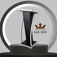 Bục phát biểu gỗ màu đen khung inox - Bục giảng đường, hội nghị, tín ngưỡng tôn giáo