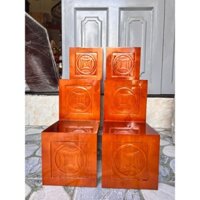 Bục Tam Cấp Bàn Thờ Gỗ Cao Su Cao Cấp - 4 Cỡ (Mặt 14cm, 16cm, 18cm, 20cm) - Có bán lẻ - Màu Đỏ