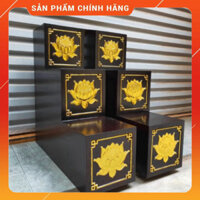 Bục tam cấp sen tam cấp sen dát vàng kệ để ban thần tài trang trí không gian thờ cúng gỗ hương