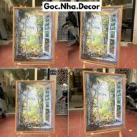 Bức Tranh Khung Cửa Sổ Khu Vườn Trong Mơ Trang Trí Phòng Khách Phòng Ngủ Kích Thước 60x80cm