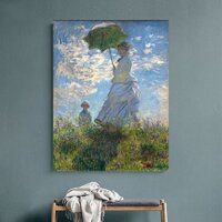 Bức tranh nổi tiếng của Monet Người đàn bà dưới cái ô Vườn hoa súng Trang trí phòng khách học treo sơn dầu phun lõi Canv