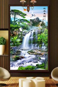 BỨC TRANH  PHONG CẢNH THÁC NƯỚC,DECAN DÁN TƯỜNG,TRANH DÁN TƯỜNG 3D CÓ KEO, TRANH TRÍ NHÀ ,  THỊNH VƯỢNG, PVP-DC-0137 - 40X80