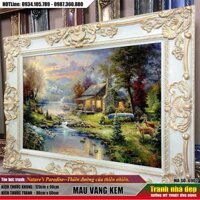 Bức tranh " Thiên đường của thiên nhiên ". Tranh châu âu cổ điển khung đúc, KT 120 x 90cm. BS