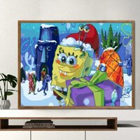 bức tranh tườngbức tranhTranh sơn dầu kỹ thuật số SpongeBob vuông hoạt hình Tự làm giải nén vẽ tay tô màu trang trí phòn