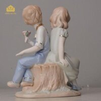 Bức tượng Abbraccia và bé gái Thủ công Nghệ thuật Tượng trang trí nội thất Trung tâm Tượng gốm cho kệ Nhà Phòng khách Văn phòng Phòng ngủ