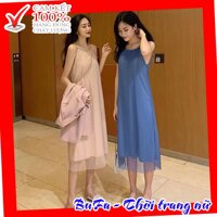 [BuFa] DM762 - Đầm Maxi Dập Ly Hai Dây 4 Màu