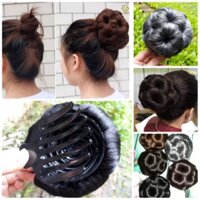 Búi hoa kẹp cho quý cô trung niên tóc giả cao cấp- hình thật - Đen