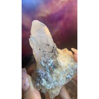 Bụi stone Thạch Anh Rutile Lemurian tự nhiên pha lê cộng sinh tóc đen Tourmaline năng lượng vũ trụ mã 583