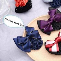 Búi tóc lưới hình nơ FREESHIP Kẹp tóc nơ búi lưới, kẹp tóc nơ - Nơ trơn xanh lam