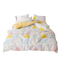 BuLuTu Triangle Bear Print Kids Duvet Cover Set Cotton Twin White Grey Pink Turquoise,Super Soft Teen Boys Girls Bedding Sets Lightweight Geometric...