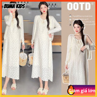 BUMA KIDS🔥Váy không tay ren cho mẹ bầu, áo khoác chống nắng, phong cách nước ngoài