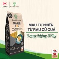 Bún Tươi Ba Màu God Mama (Gạo Lứt Huyết Rồng Củ Nghệ Gạo Đặc Sản) - 270gr - Tiện lợi - Sợi bún dai thơm vị tự nhiên -  An toàn cho sức khỏe - Phù hợp cho những người muốn giảm cân