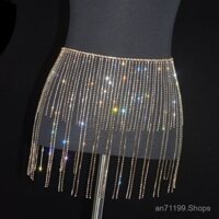 Bụng Khiêu Vũ Dây Xích Cơ Thể Gợi Cảm Sáng Bóng Tua Rua Ren Váy Cơ Thể Dây Chuyền Phụ Kiện Hiệu Suất Khiêu Vũ Vuông