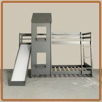 Bunk Grey : Giường 2 Tầng + Cầu Thang Trượt - Trên 1m / Dưới 1m