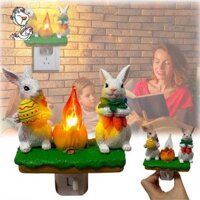 Bunny Bonfire Nhấp Nháy Đèn Ngủ, Trứng Phục Sinh Cà Rốt Đèn Ngủ, Ổ Cắm Phục Sinh Đèn LED 3D Điện Nhỏ Giả Lửa Trại Đèn Ngủ, Thỏ Phục Sinh Trang Trí Phòng Đèn Dễ Thương