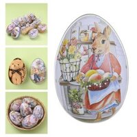 Bunny Printing Easter Eggs Shaped Candy Box Delicate Metal Eggshell Colorful - Style F