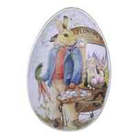 Bunny Printing Easter Eggs Shaped Candy Box Delicate Metal Eggshell Colorful - Style D