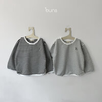 BUNS Áo thun dài tay họa tiết kẻ ngang cho bé trai, gái