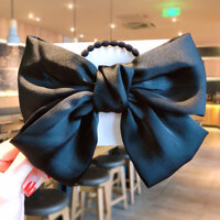 Buộc tóc nơ vải lụa 21cm style Hàn Quốc dễ thương - Đen