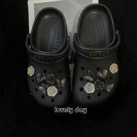Bướm Đen Crocs Trang Trí Giày Với Đám Mây Và Hoa Phụ Kiện Miếng Dán Crocs Dễ Thương DIY Phụ Kiện Crocs Pins