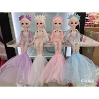 Búp bê Baby nàng tiên cá mắt 3D đá có khớp, có nhạc đèn 50cm