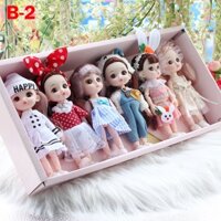 Búp Bê Barbie Bộ 6 Con. Đồ Chơi Búp Bê Công Chúa Baby Kids Cao 17cm. Có Khớp